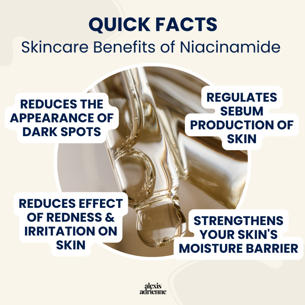 A chart that explains the benefits of Niacinamide for skin