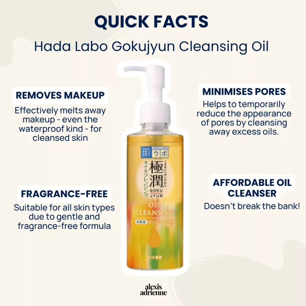 Helpful graphic about the benefits of Hada Labo Gokujyun Cleansing Oil